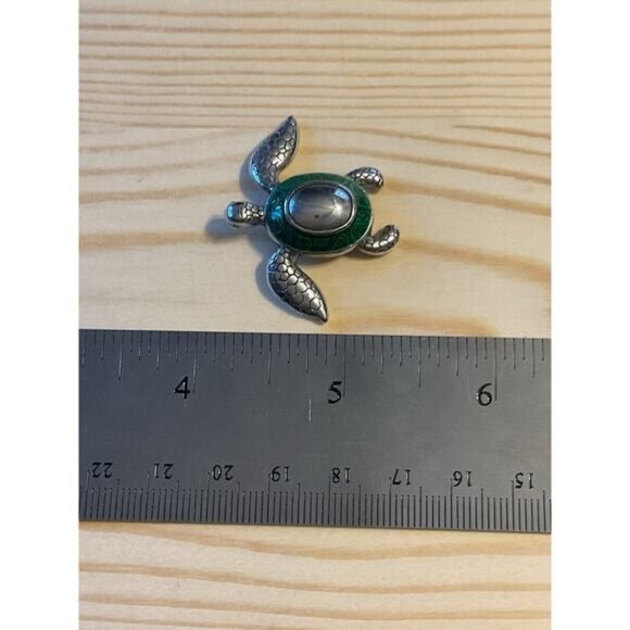 Ganz Good Luck Sea Turtle Pocket Charm Silver & Green Metal Charm - Picture 4 of 5